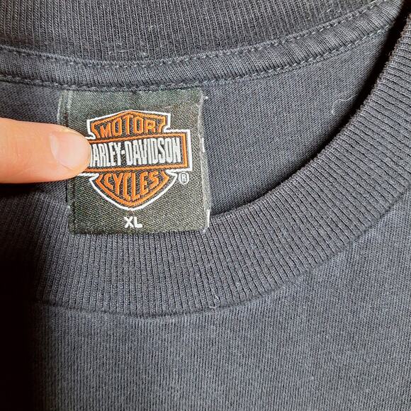 Harley Davidson vintage double sided graphic tee Mens XL Y2K Flaming engine fire - Picture 5 of 6